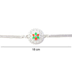 ALVENZA Silver Floral Rakhi - Traditional Design with Beads & Soft Thread
