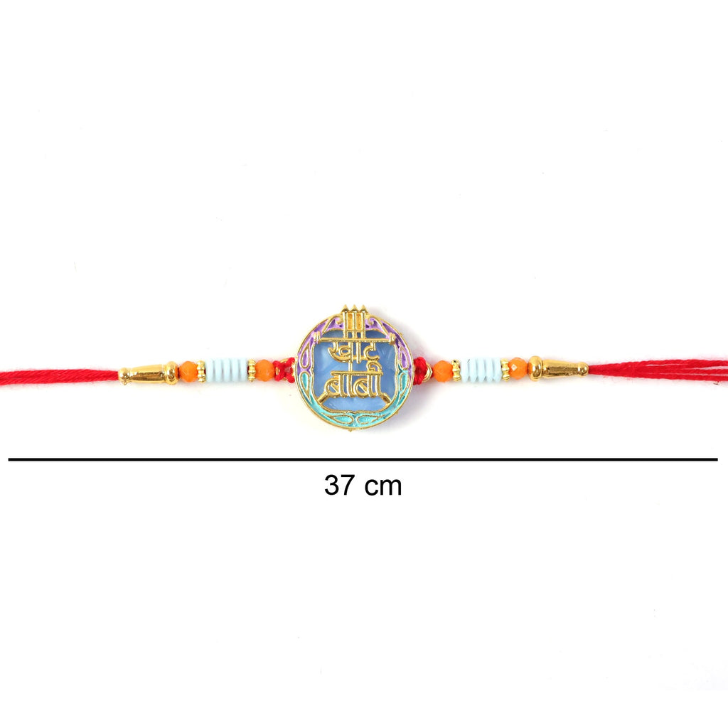 ALVENZA Colorful Rakhi with Beads & Religious Symbol – Traditional Festive Accessory