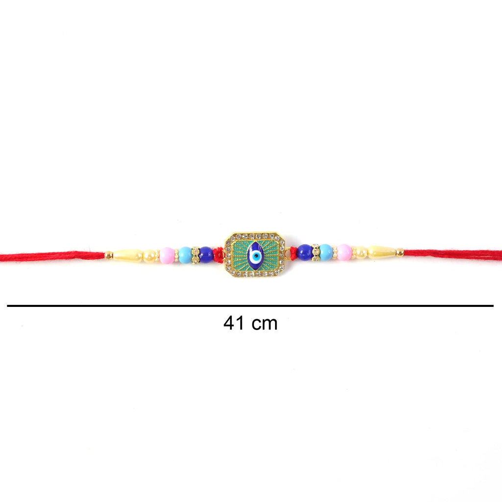 ALVENZA Evil Eye Rakhi – Stylish Mint Green Thread with Traditional Charm