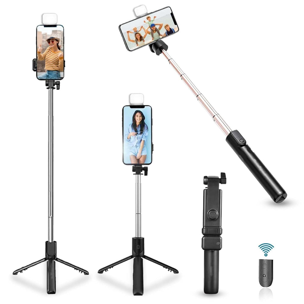 ALVENZA Wired Selfie Stick – 70cm Extendable Handle Tripod Stand