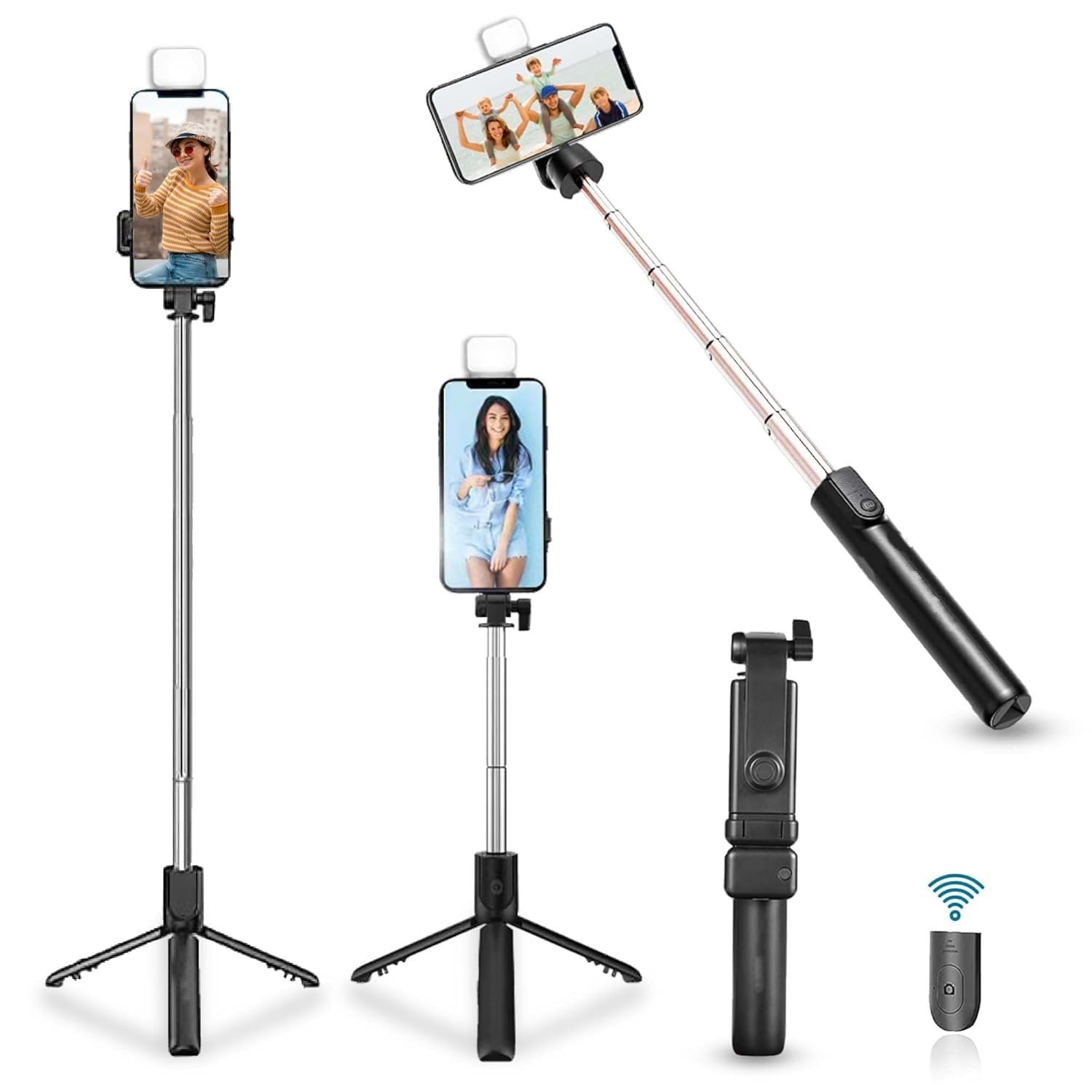 ALVENZA Wired Selfie Stick – 70cm Extendable Handle Tripod Stand