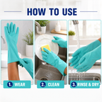 Large Victor Green Rubber Gloves Reusable & Waterproof for Kitchen - Detail View 7