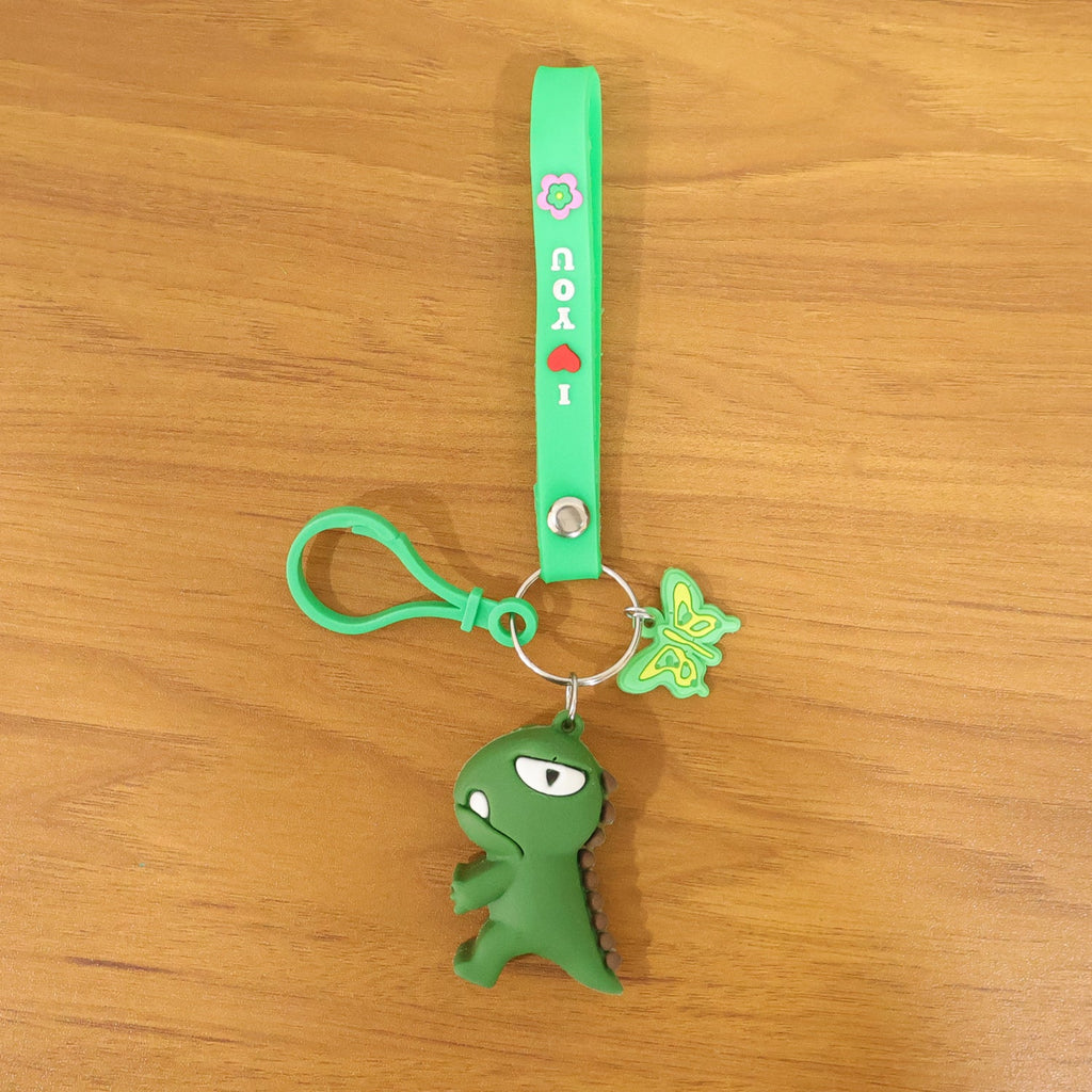 ALVENZA Dinosaur Cartoon Keychain – Durable Silicone Strap Charm