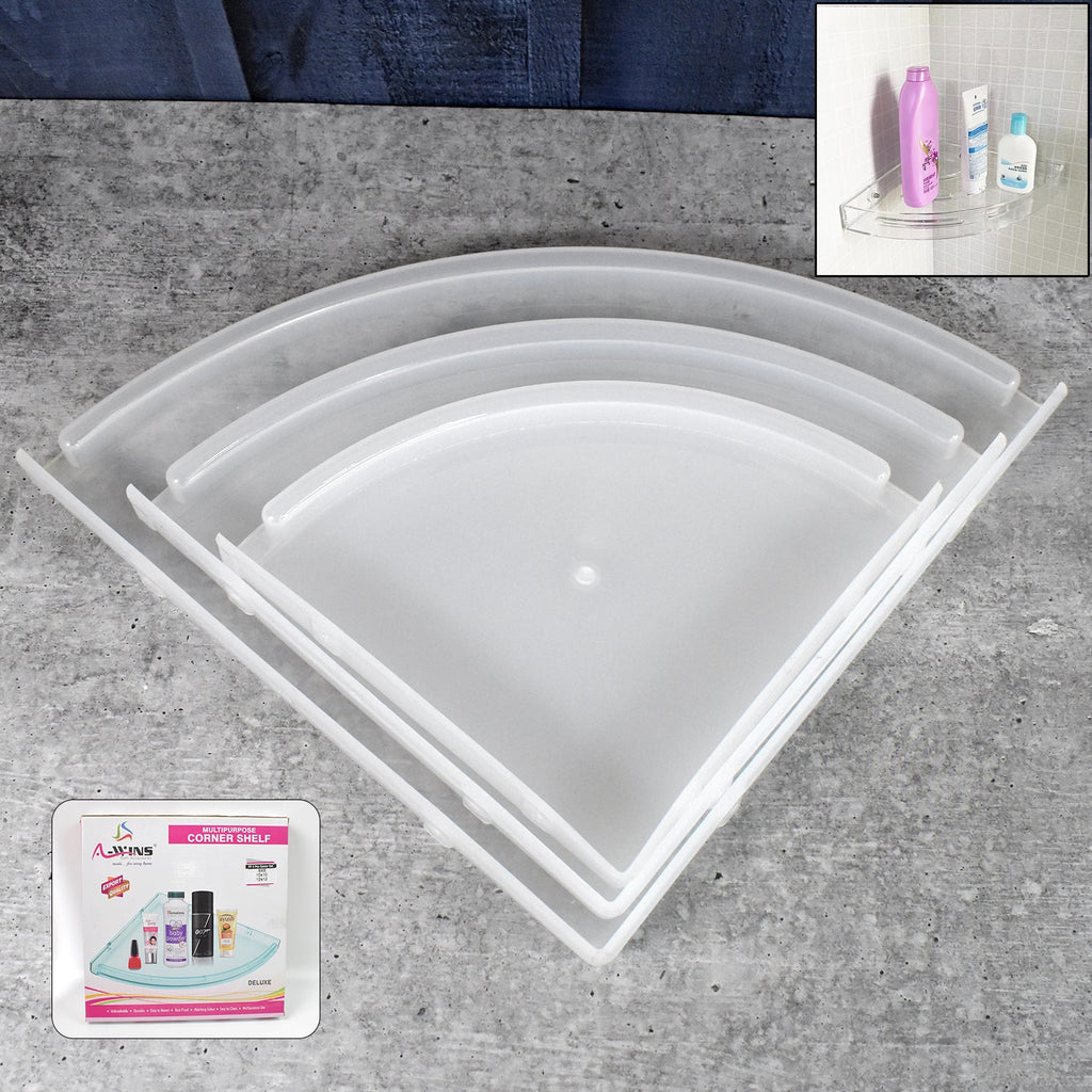 ALVENZA Plastic Corner Shelf Set – 3 Pcs Wall Mounted | Bathora