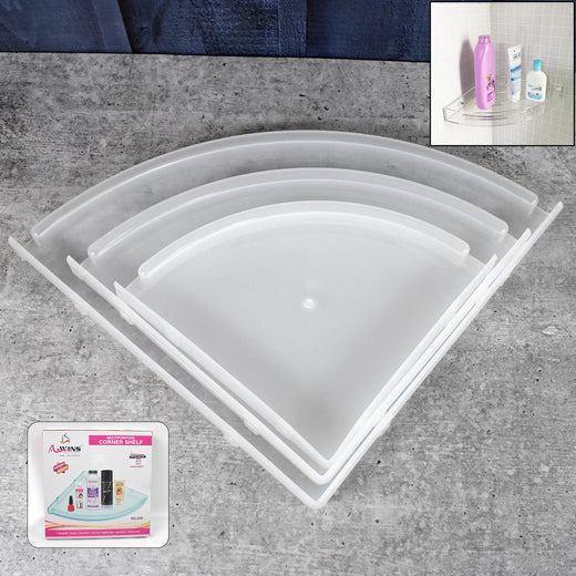 ALVENZA Plastic Corner Shelf Set – 3 Pcs Wall Mounted | Bathora