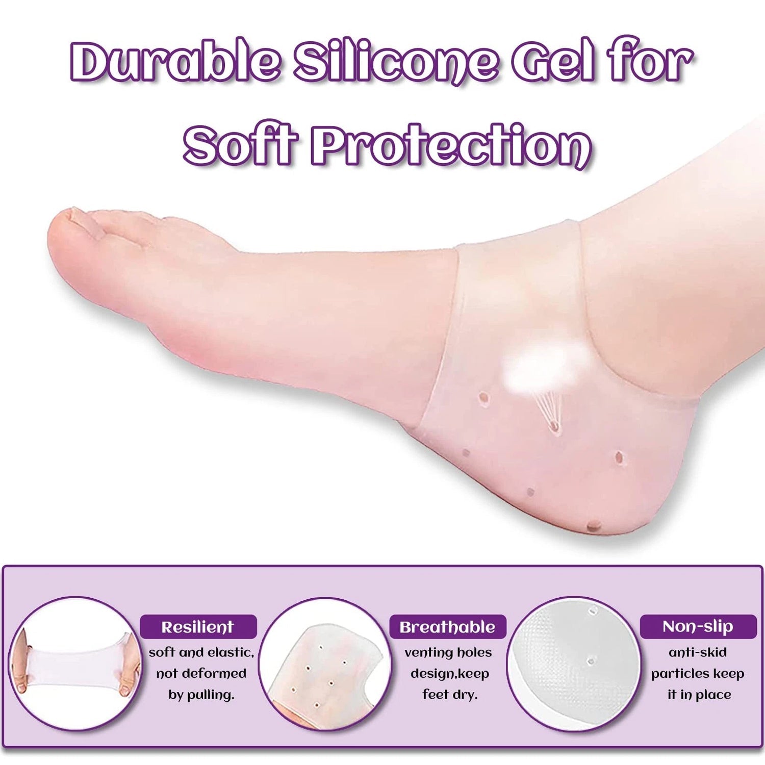 Kid Silicone Heel Protectors Soft Gel Cushions for Heel Care - Detail View 5