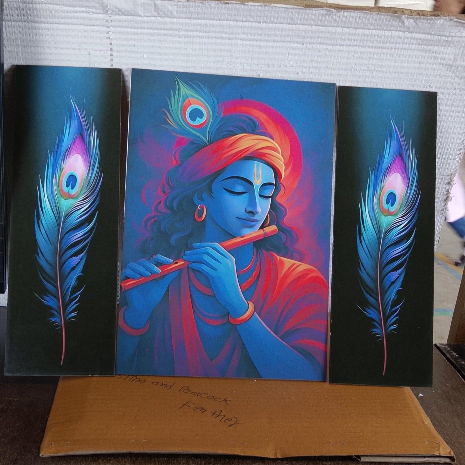 Krishna Wall Art Vibrant MDF Painting for Spiritual Dcor - Detail View 8