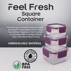 ALVENZA Airtight Square Food Storage Containers – Leakproof 3-Pc Set