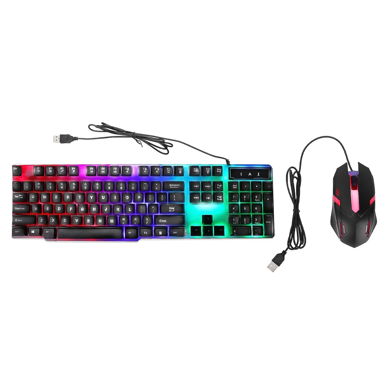 ALVENZA Colorful Backlit Keyboard Mouse Set – Ergonomic Wired Combo | Wiregenix