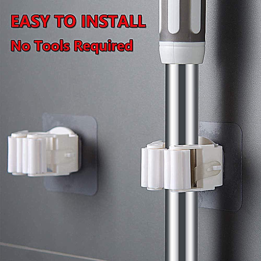 Self-Adhesive Mop Holder Wall Mount Broom Organizer | Storenzo - Detail View 8