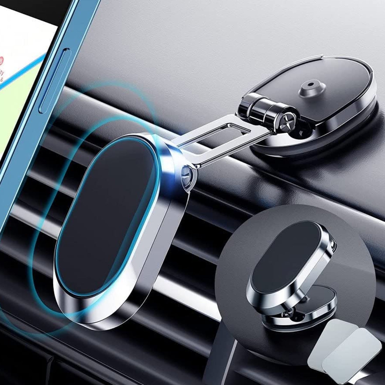 ALVENZA Magnetic Car Phone Holder – 360° Rotating Metal Mount | Deodap