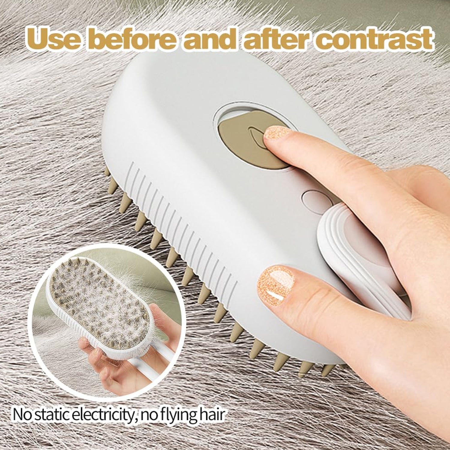 Electric Pet Steam Brush – Hair Removal & Massage | Calm & Curl
