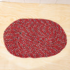 Red Oval Non-Slip Floor Mat Durable & Soft for Indoor Use - Detail View 8