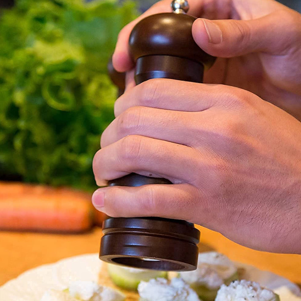 Wooden Pepper Mill Adjustable Ceramic Grinder | Grippy - Detail View 7