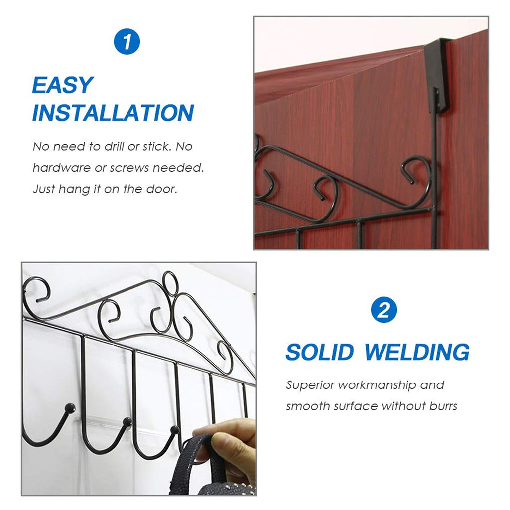ALVENZA Over Door Hanger Rack – 7 Hooks Metal Organizer | Indo Glow