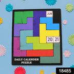 Wooden Daily Calendar Puzzle Mind Challenge Game | Inventive Play - Side View
