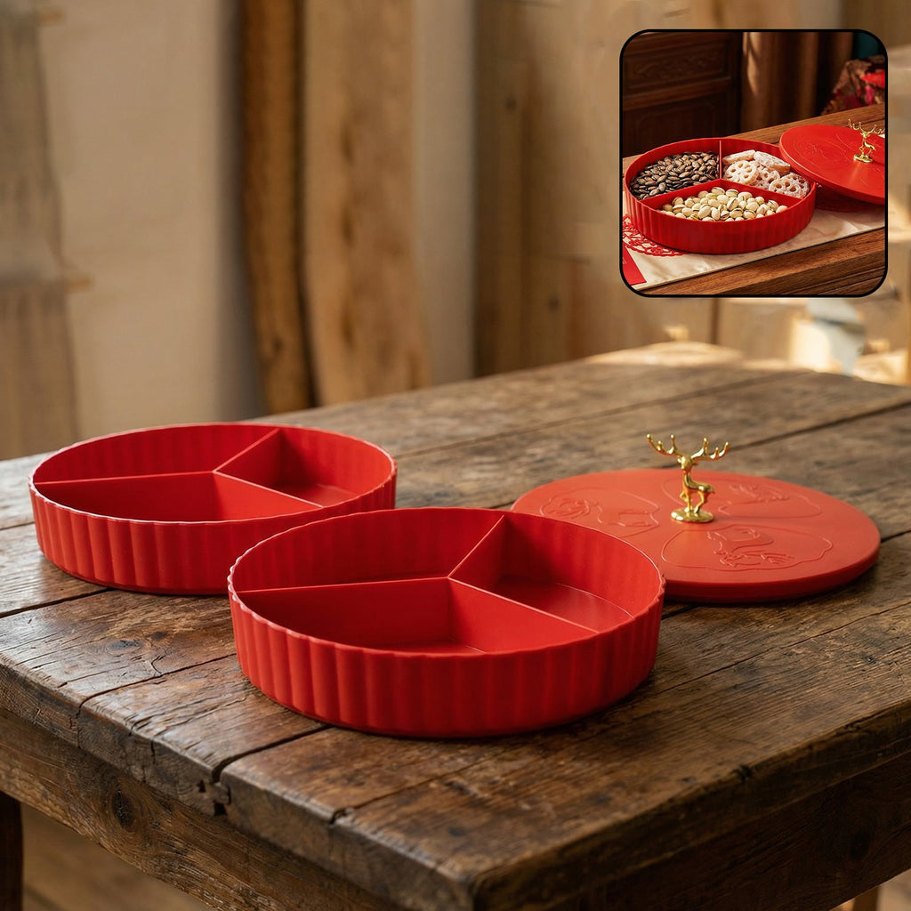 ALVENZA Dry Fruit Serving Tray – 2 Layer Multipurpose Snack Organizer