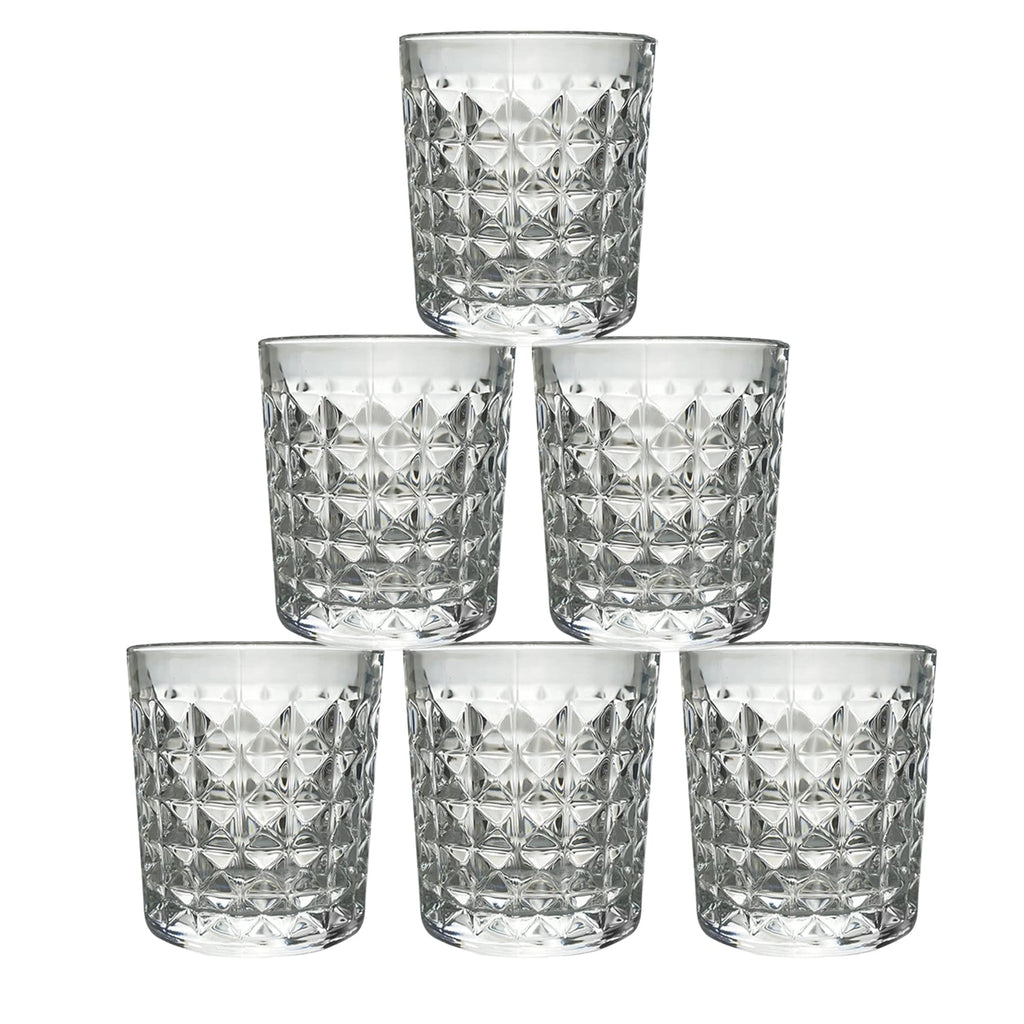 ALVENZA Glass Tumbler Set – Diamond-Cut 6 Pc Elegant Drinking Glasses | Serve Stellar