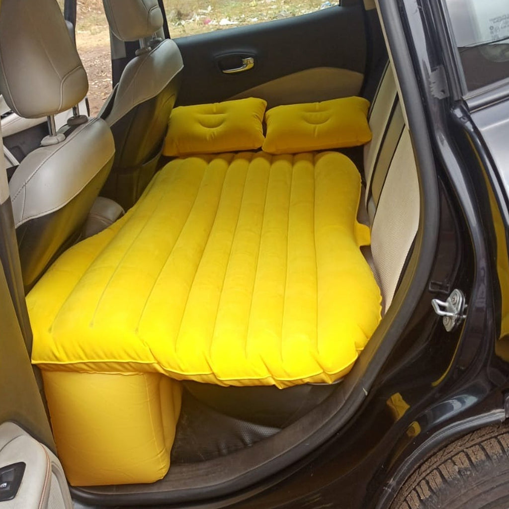 ALVENZA Inflatable Car Bed – Portable Travel Mattress Kit | Velvet Wheels, Car Sofa