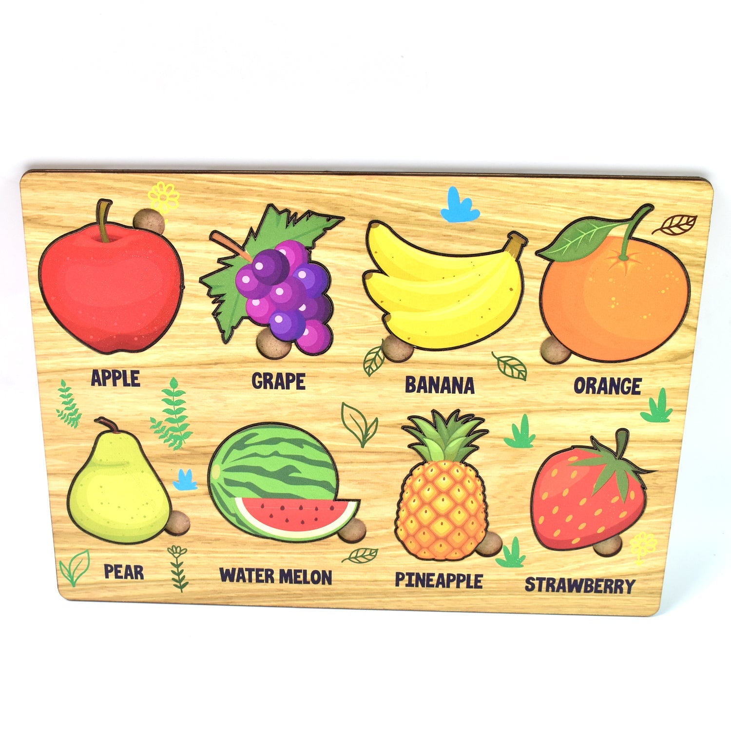 Wooden Fruit Puzzle Toddler Learning Board | Inventive Play - Detail View 5