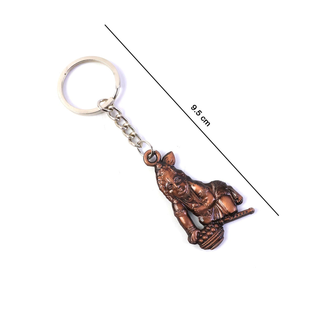 ALVENZA Bal Krishna Makhan Chor Keychain – Premium Antique Gold Finish