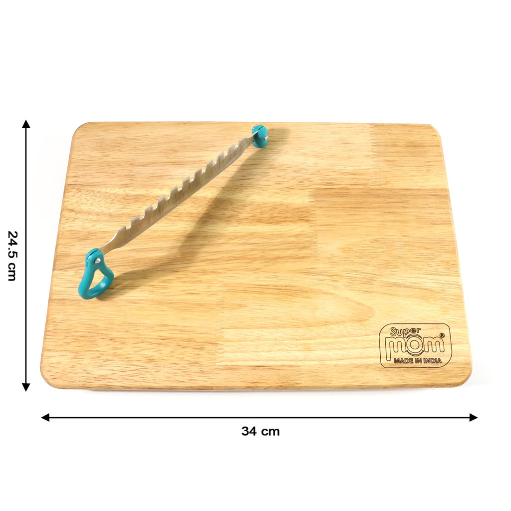 ALVENZA Wooden Cutting Board with Ergonomic Knife – Durable & Compact Set