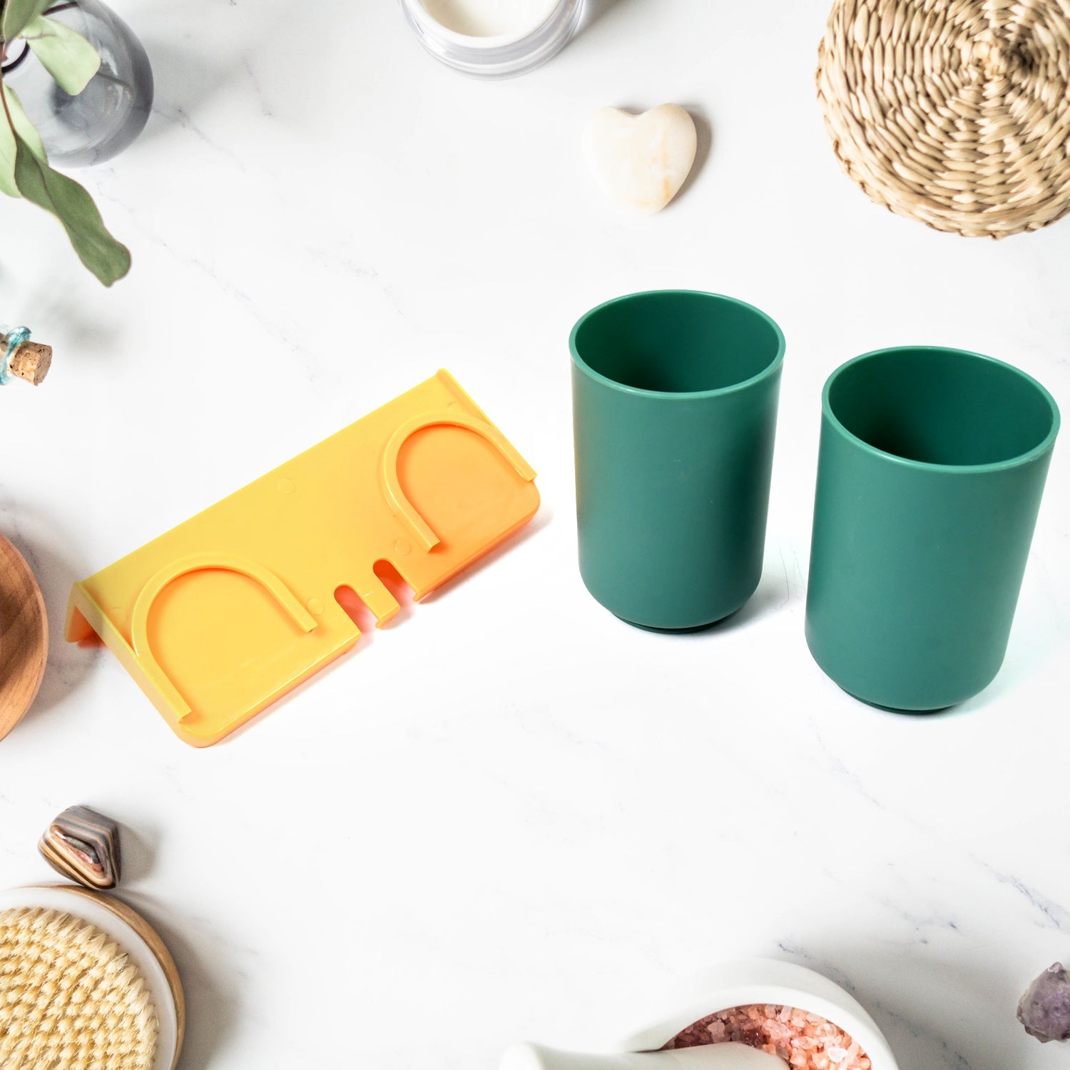 Wall Mount Toothbrush Holder 2 Cups, Self-Adhesive | BrushedUp - Detail View 8