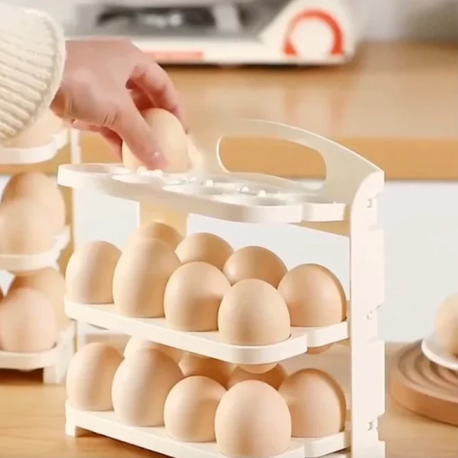 Foldable Egg Tray 24-Grid Refrigerator Organizer | Tidy Table - Front View