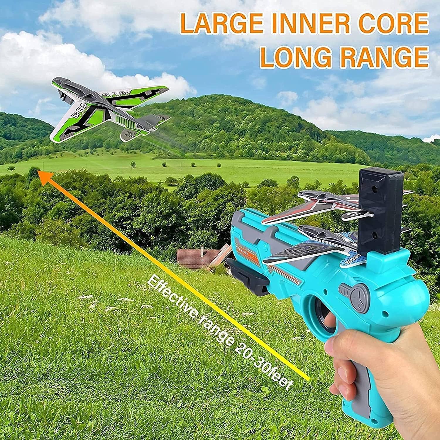 ALVENZA Airplane Launcher Toy – 5 Foam Planes & Gun | Play & Move