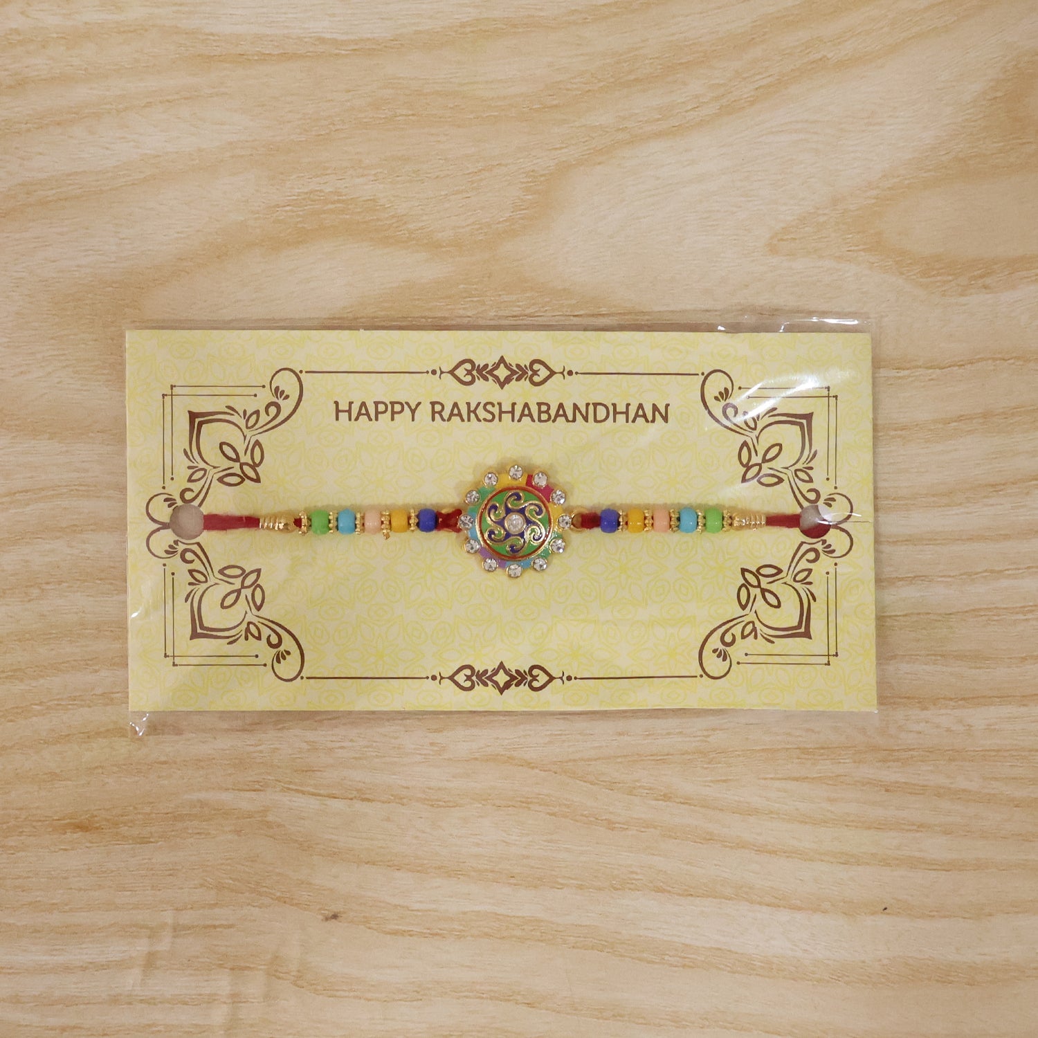 ALVENZA Rakhi – Elegant multicolor beads & stone centerpiece for Rakshabandhan