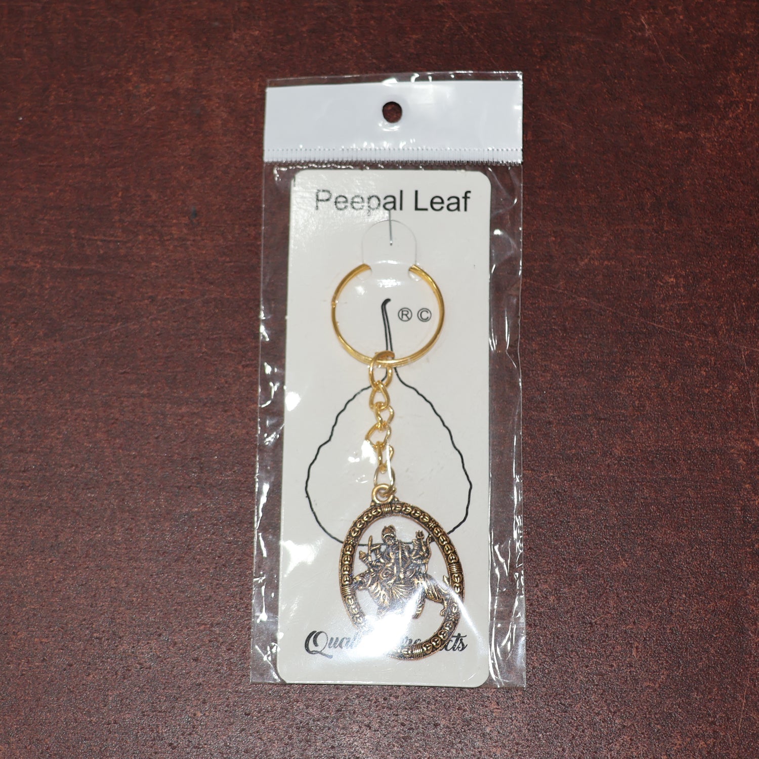 ALVENZA Maa Durga Golden Oval Frame Keychain – Spiritual Protection