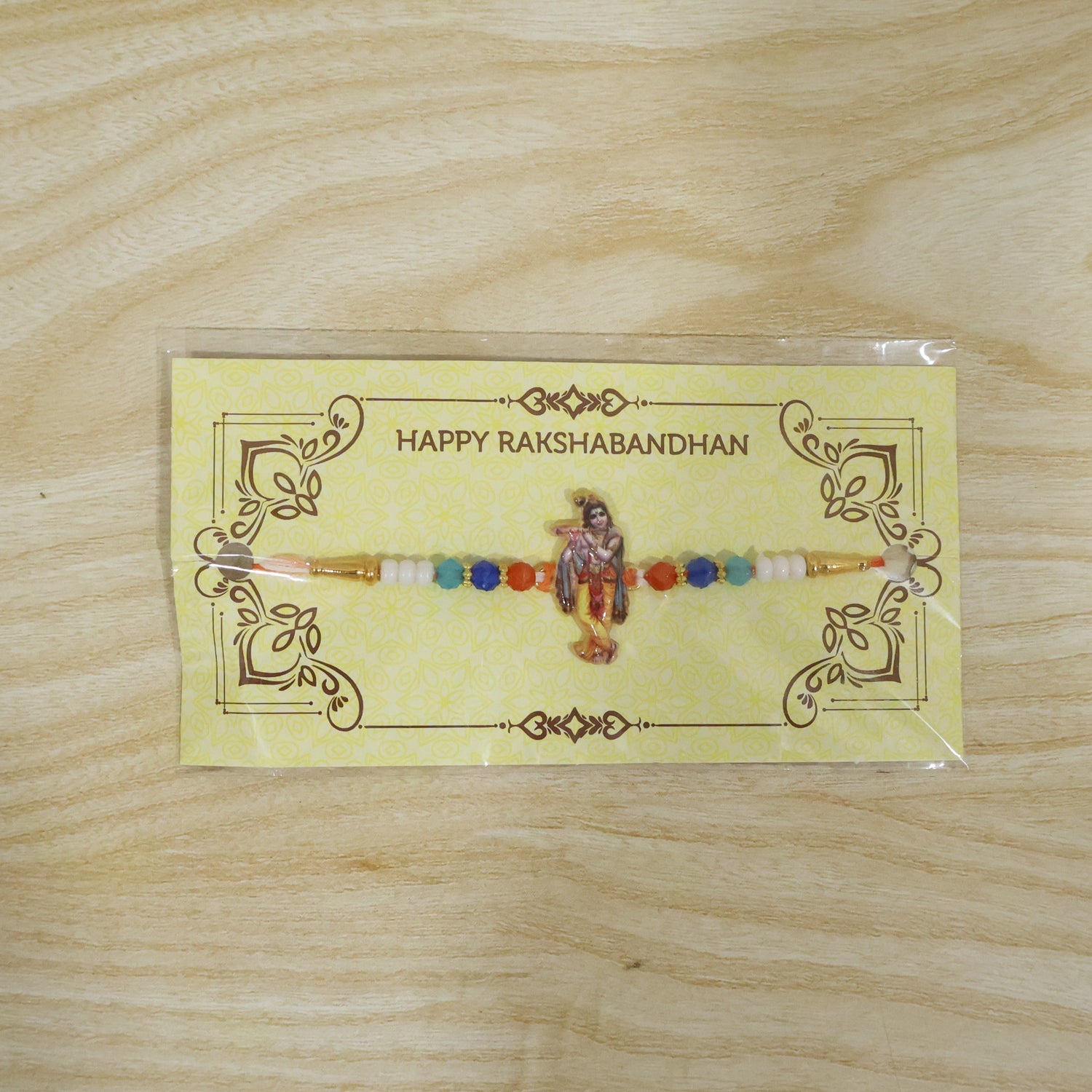 ALVENZA Lord Krishna Rakhi – Colorful Beads for Brother’s Festival