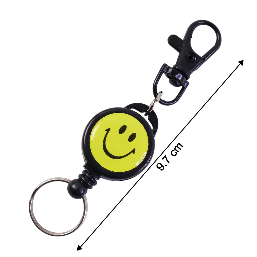 ALVENZA Smiley Face Retractable Keychain – Durable Heavy-Duty Clip