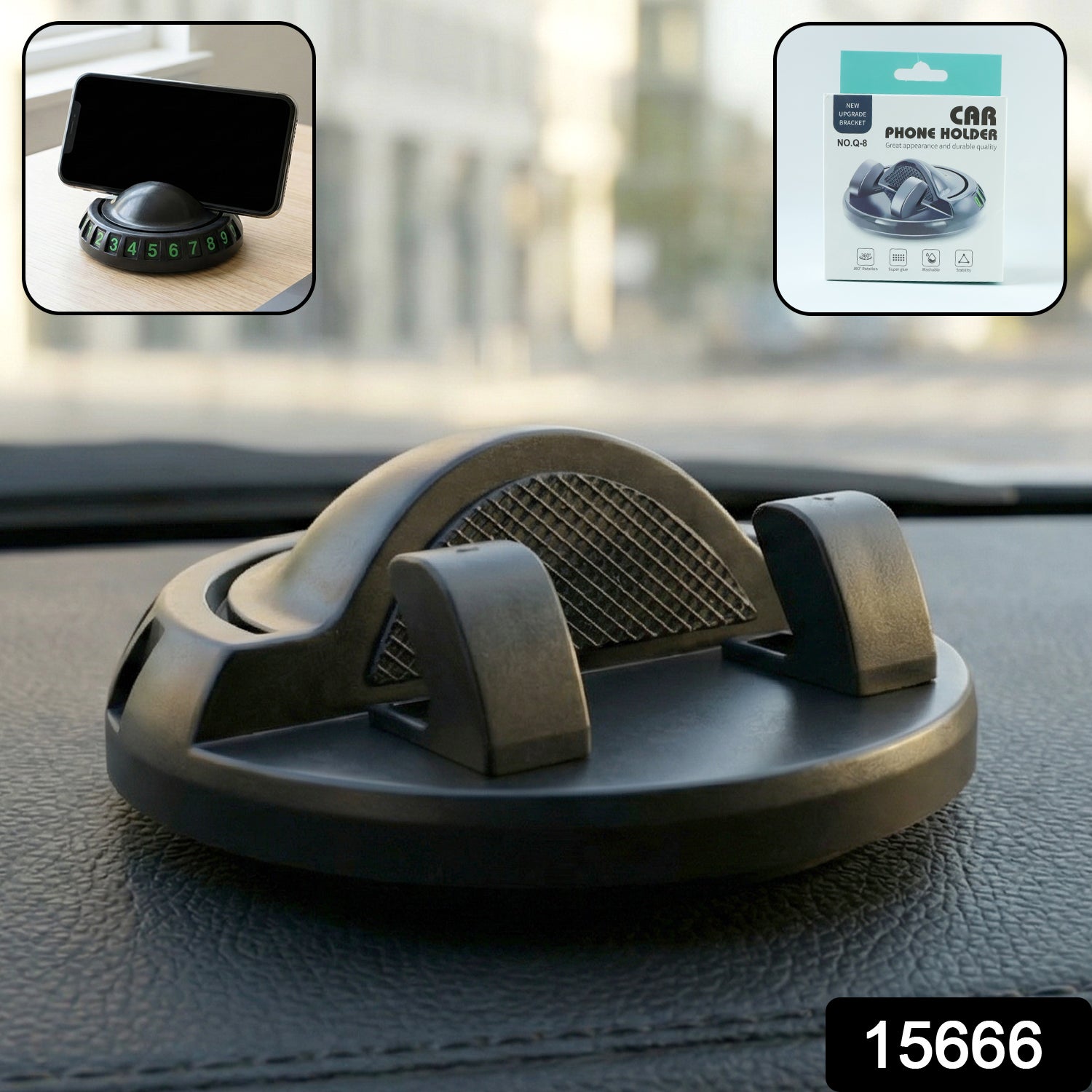 ALVENZA Car Dashboard Phone Holder – 360° Rotating Anti-Slip Mount