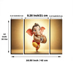 Ganesha Religious Wall Art Vibrant 3 Panel MDF Frame - Detail View 6