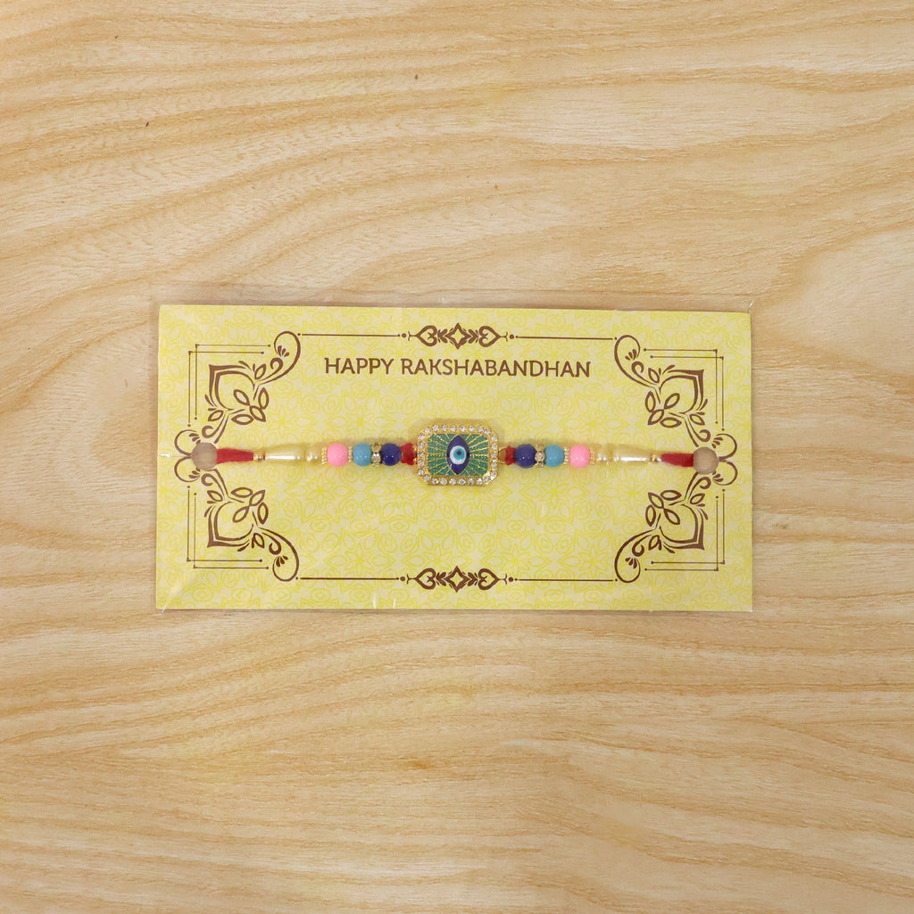 ALVENZA Colorful Evil Eye Beads Rakhi – Traditional & Stylish Gift