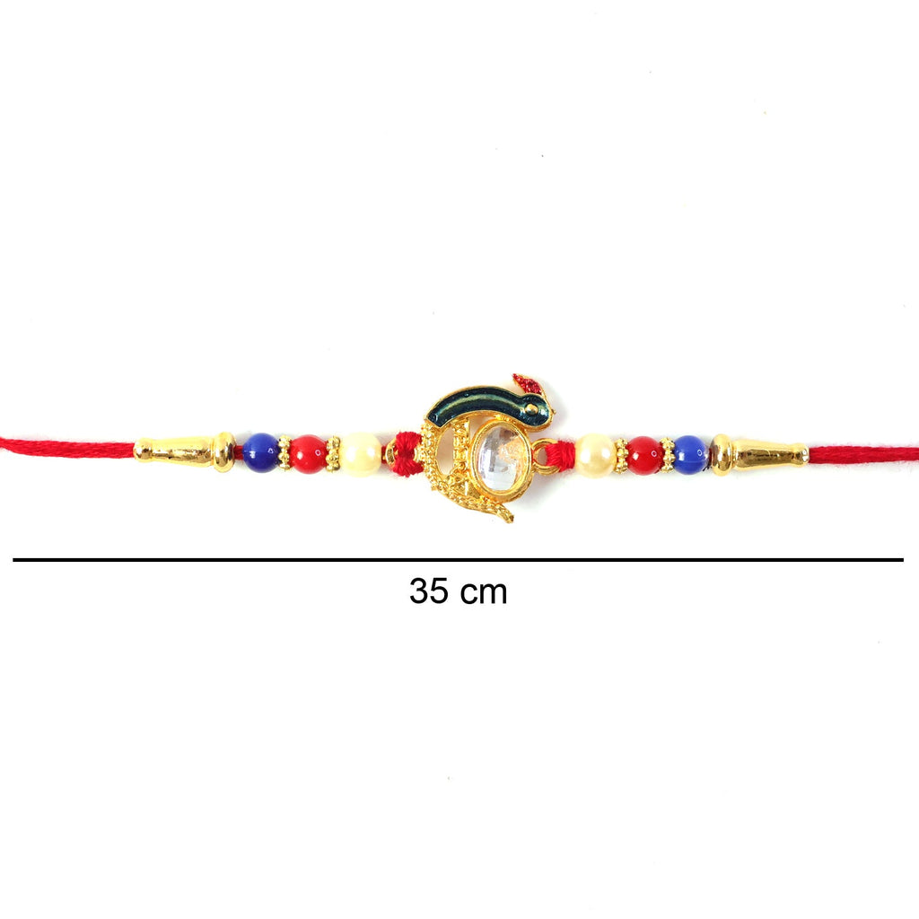 ALVENZA Elegant Stone Studs Rakhi – Traditional Beaded Brother Gift