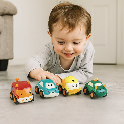 ALVENZA Toddler Toy Cars Set – 12-Piece Colorful Pull Back Vehicles