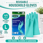 Large Victor Green Rubber Gloves Reusable & Waterproof for Kitchen - Detail View 8
