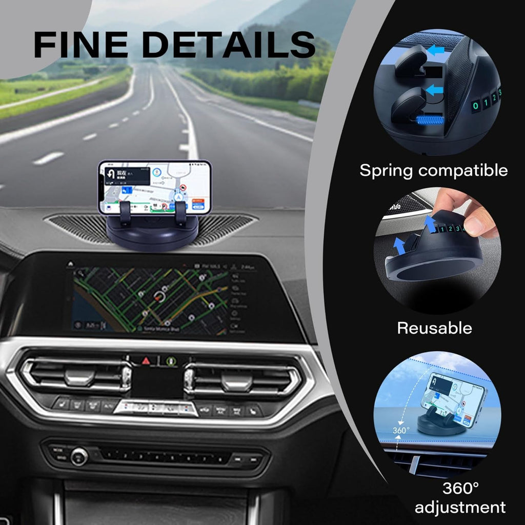 ALVENZA Car Phone Holder – 2-in-1 Anti-Slip Dashboard Mount | Velvet Wheels