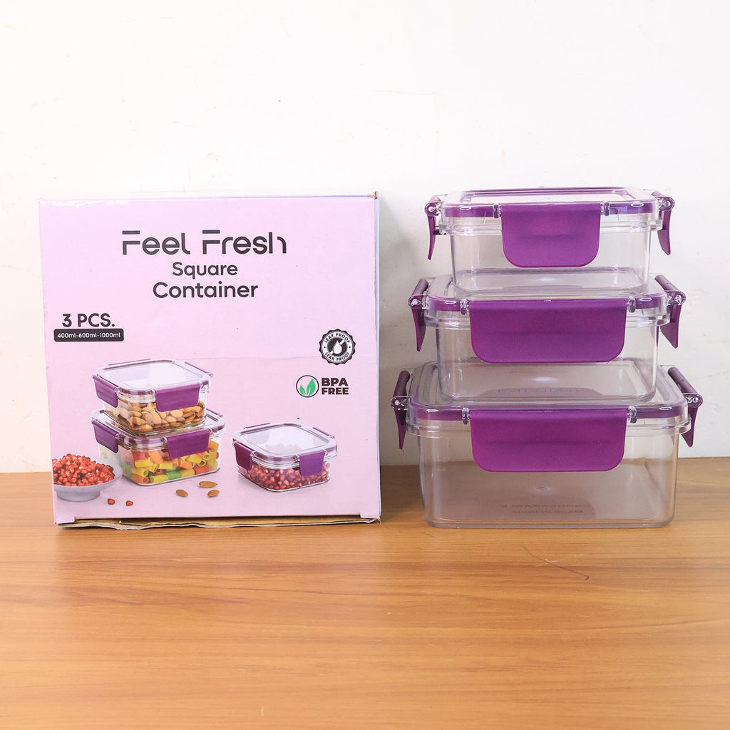 ALVENZA Airtight Square Food Storage Containers – Leakproof 3-Pc Set