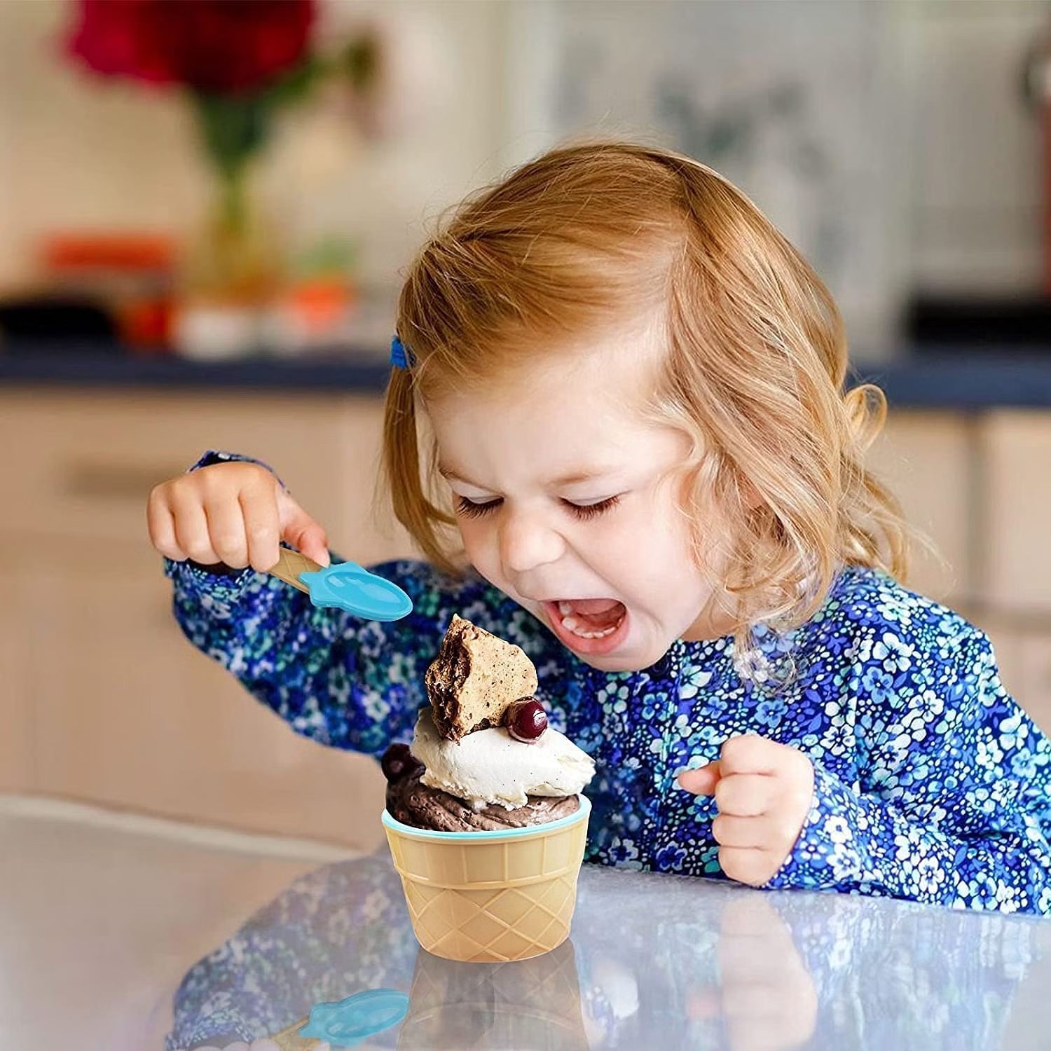 ALVENZA Ice Cream Bowl Set – 12-Pc Multi-Color Dessert Bowls | Jiaqi