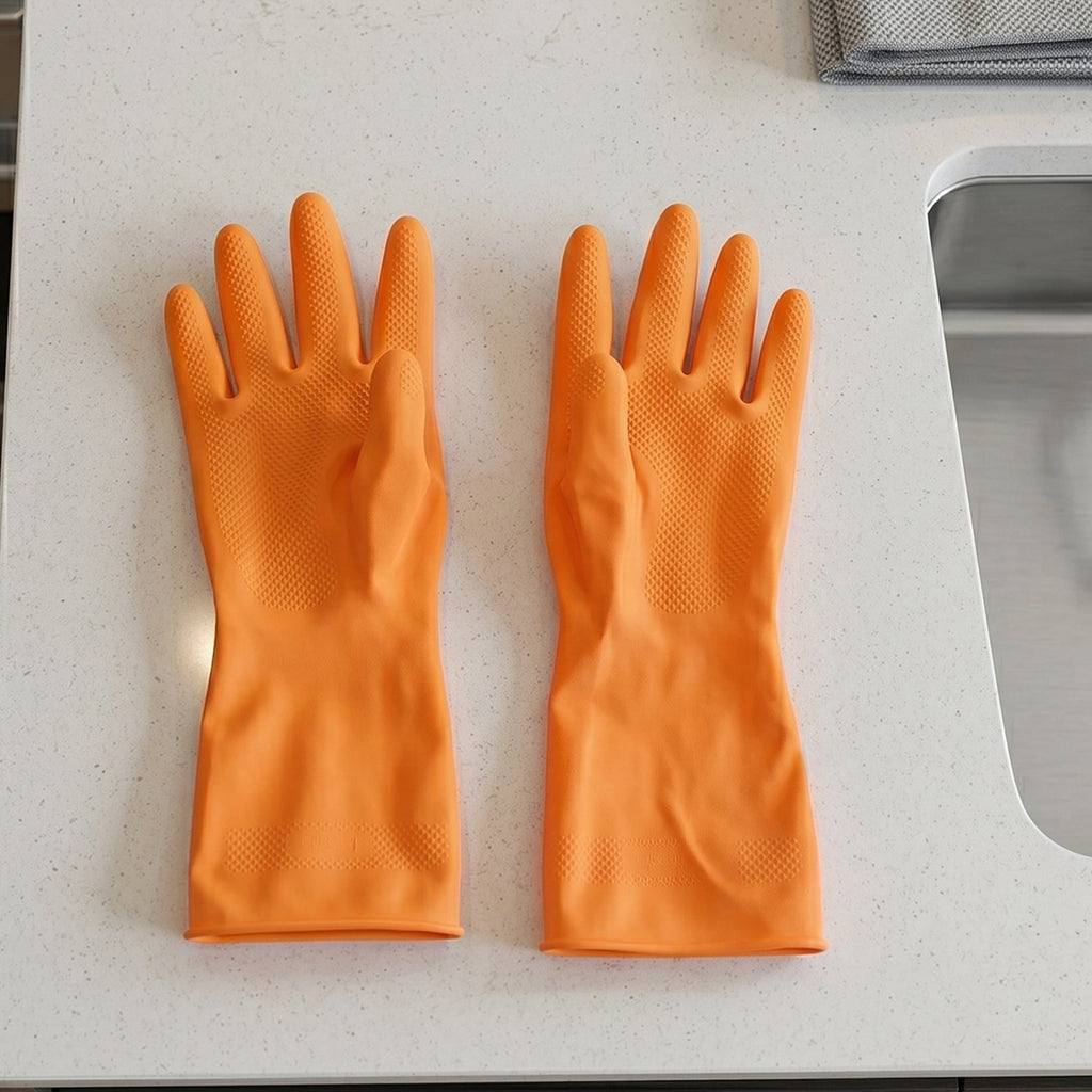 Waterproof Rubber Gloves Reusable Kitchen & Household Protection - Detail View 8