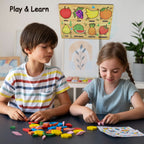 Wooden Fruit Puzzle Toddler Learning Board | Inventive Play - Front View