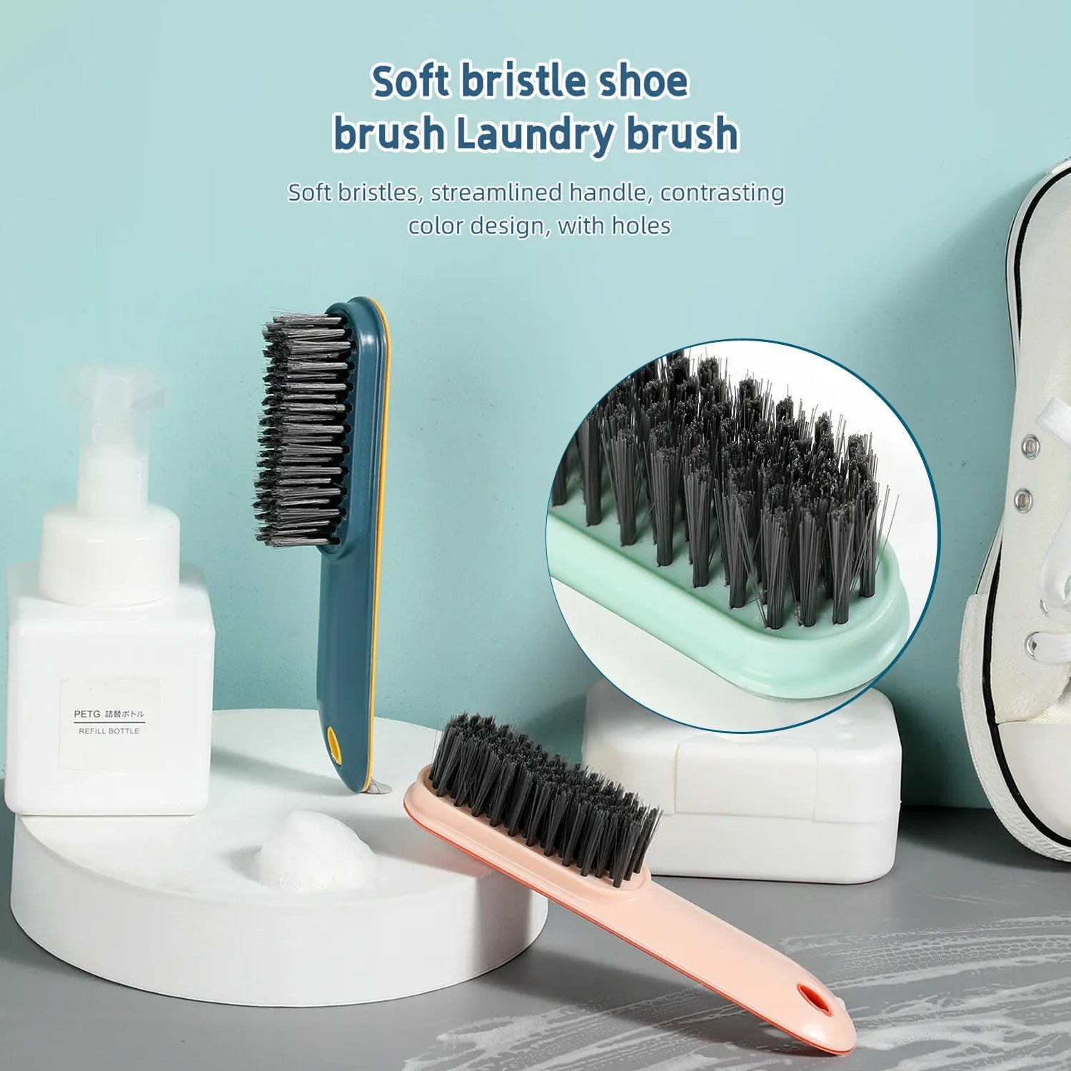 Shoe & Clothes Cleaning Brush Soft Bristle Scrubber | Velvet Wipe - Front View