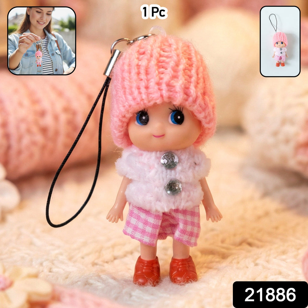 ALVENZA Mini Doll Keychain – Adorable Soft Knitted Cap & Vibrant Design