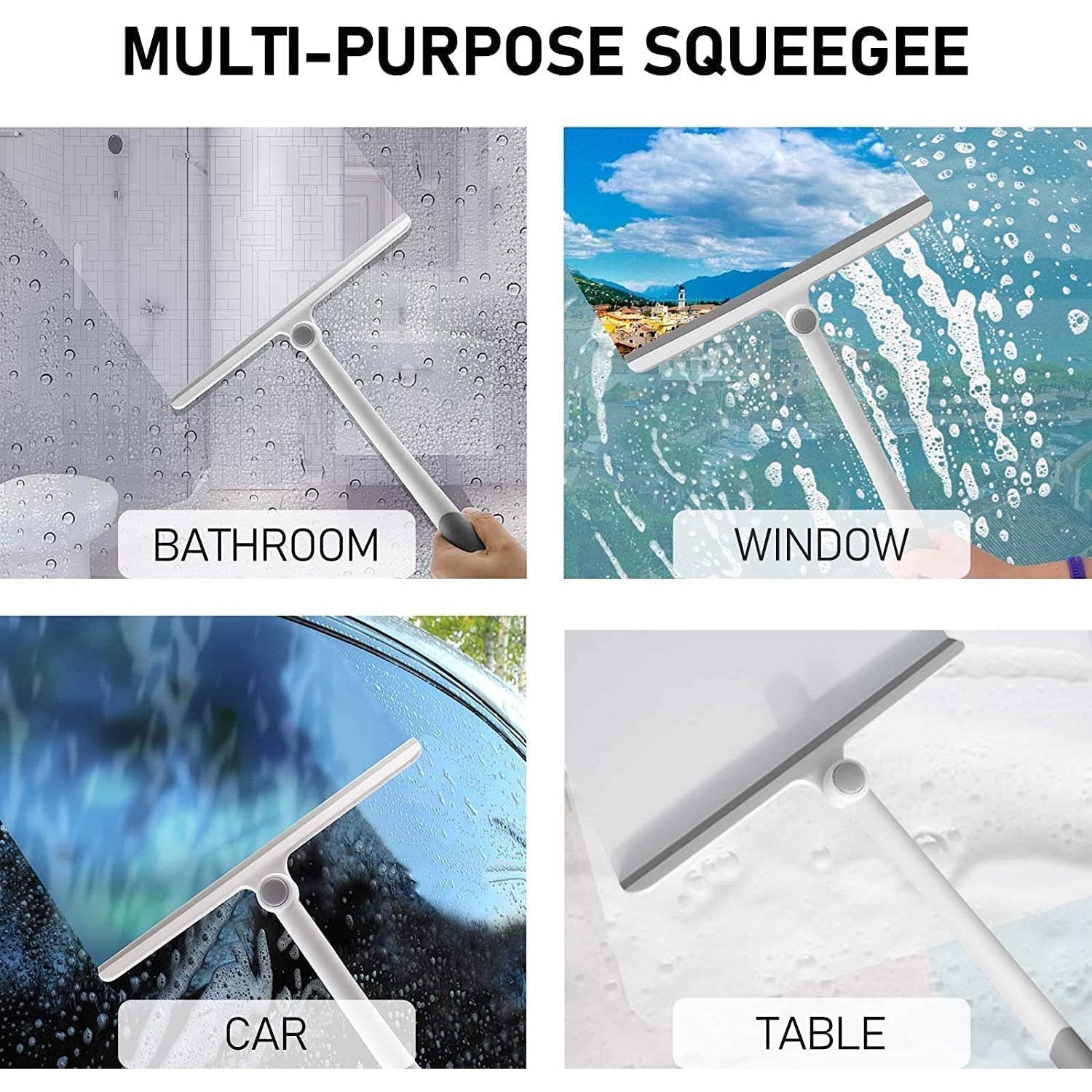 ALVENZA Window Glass Cleaning Wiper – 2-in-1 Microfiber & Silicone Blade