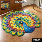 Peacock Design Floor Mat Vibrant and Soft Home Decor - Side View