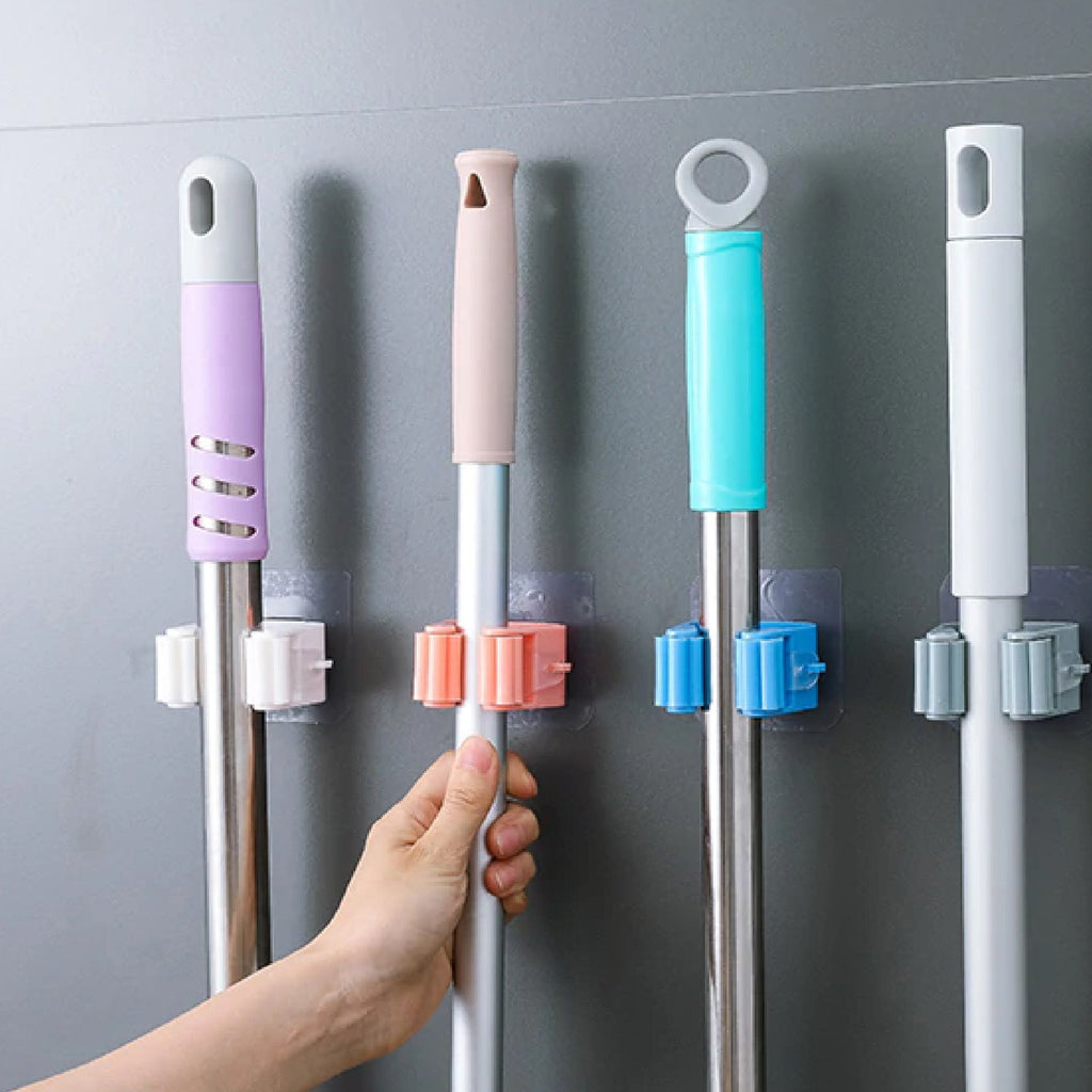 Self-Adhesive Mop Holder Wall Mount Broom Organizer | Storenzo