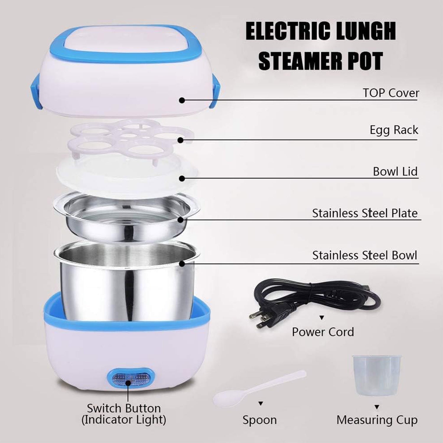 ALVENZA Electric Lunch Box 220V – Portable with Stainless Steel Compartments